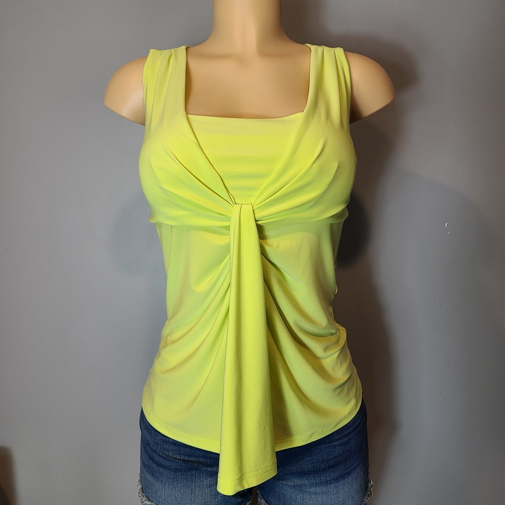 Vtg Babydoll Top Size 8‎ Green Y2K 90s Drapey Ruffle Grunge Festival Liquid Knit
